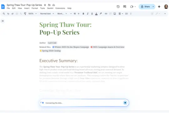 谷歌将Gemini新功能扩展至Docs、Sheets、Slides和Drive