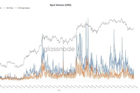 比特币反弹之际流动性仍显脆弱，现货交易量降至一年低点