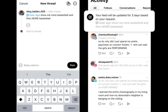 Threads 推出“Dear Algo”功能 支持用户临时调整信息流内容