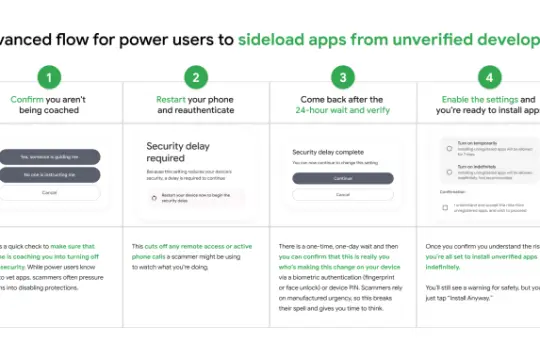 谷歌推出新侧载流程：在放宽安卓应用安装限制的同时强化防诈骗措施