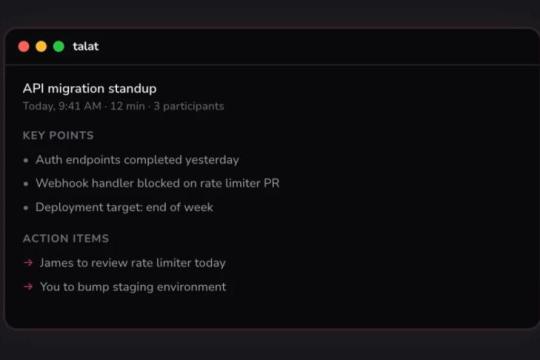 本地优先AI会议记录应用 Talat 上线：音频与数据均留在用户设备