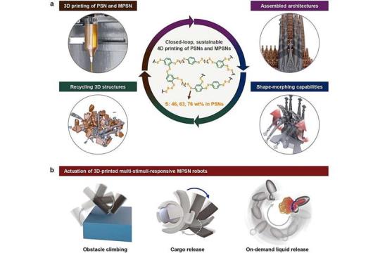 利用废硫的多响应4D打印：自驱动软体机器人新路径