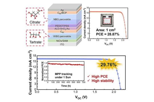 集成胶体化学策略助力全钙钛矿叠层太阳能电池效率达29.76%
