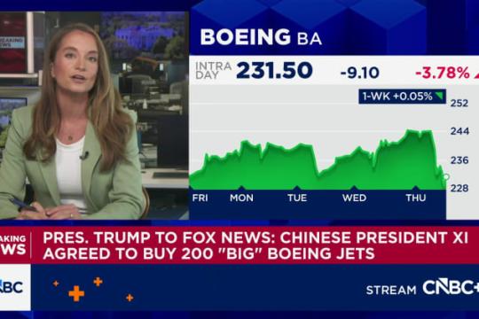 特朗普称中国同意订购200架波音飞机