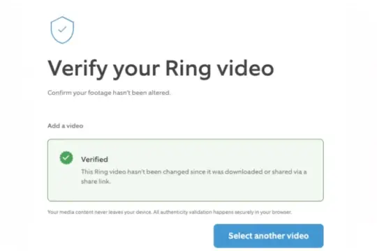 亚马逊旗下 Ring 推出视频内容验证功能 Ring Verify