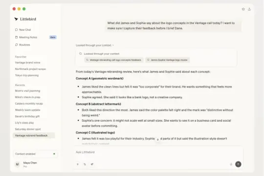 Littlebird获1100万美元融资 推出可实时读取屏幕的AI“回忆”工具
