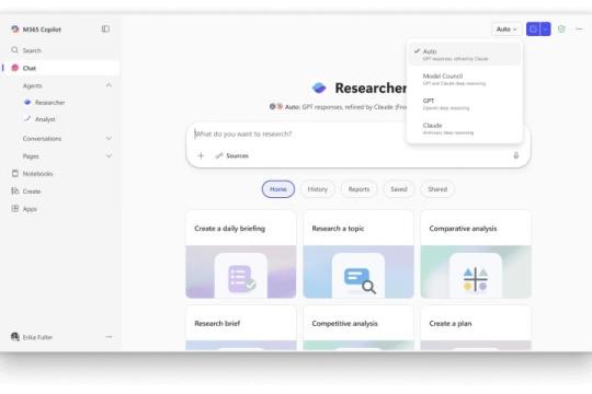 微软为 Copilot 研究型 AI 引入多模型能力：同时调用 OpenAI 与 Anthropic 生成调研报告
