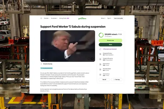 GoFundMe确认两项为福特工人TJ Sabula筹款活动已获验证 累计筹集逾60万美元
